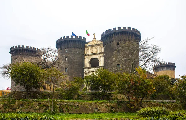 Neapel Italien März 2018 Schloss Nuovo Auf Der Piazza Del — Stockfoto