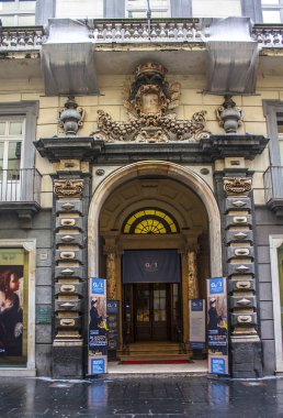 Napoli, İtalya - 23 Eylül 2019. Napoli, İtalya 'da bulunan Palazzo Zevallos Stigliano (şimdiki müze)