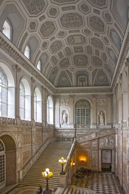 Naples, İtalya - 5 Mart 2018: İç Palazzo Reale doğum Via del Plebiscito Napoli, İtalya