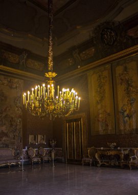 Naples, İtalya - 5 Mart 2018: İç Palazzo Reale doğum Via del Plebiscito Napoli, İtalya