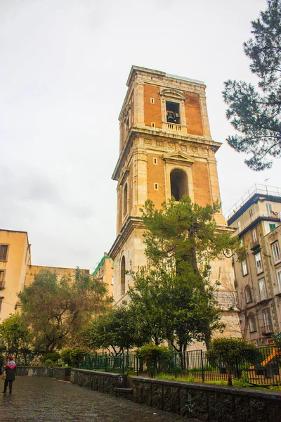 Naples Italy March 2018 Bell Tower Church Clare Assisi Santa — Stock Photo, Image