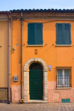 Rimini, İtalya - 26 Ağustos 2019: Eski Rimini kasabasındaki Picturesque San Giuliano bölgesi