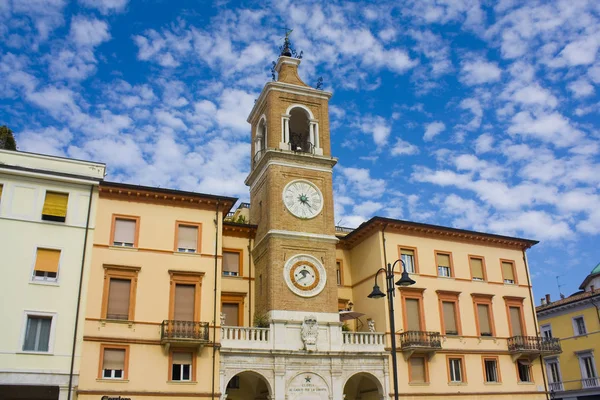 Torre Del Reloj Torre Dell Orologio Piazza Tre Martiri Rímini — Foto de Stock