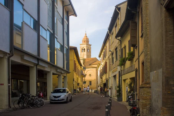 Rimini Italia Agosto 2019 Ver Campanario Del Templo Malatestiano Desde — Foto de Stock