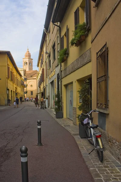 Pohled Zvonici Chrámu Malatestiano Starého Města Rimini Itálie — Stock fotografie