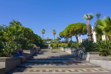 Catania, İtalya - 27 Eylül 2019: Catania, İtalya, Sicilya Bellini Bahçesi
