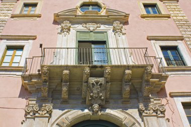 Catania, İtalya - 27 Eylül 2019: Catania, İtalya, Sicilya 'daki Palazzo Gioeni Parçası