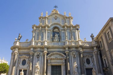  Catania, İtalya, Sicilya 'daki Piazza Duomo' daki Aziz Agatha Katedrali (veya Duomo)