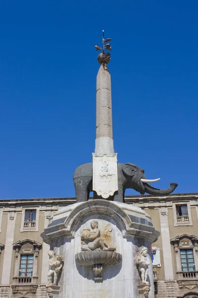 Elefantenbrunnen Symbol Von Catania Auf Der Piazza Duomo Catania Italien — Stockfoto