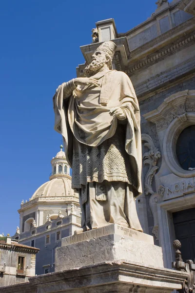 Escultura Catedral Santa Ágata Duomo Piazza Duomo Catania Itália Sicília — Fotografia de Stock