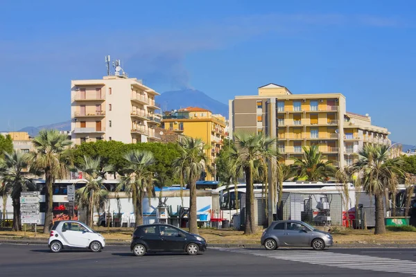 Catania Italien September 2019 Stadtbild Mit Blick Auf Den Vulkan — Stockfoto