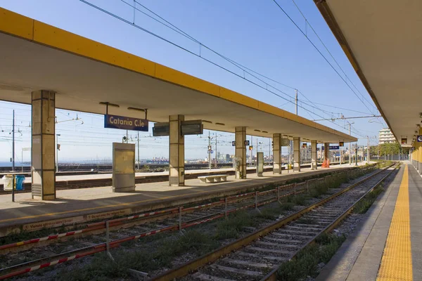 Catania Italia Septiembre 2019 Plataforma Estación Principal Tren Catania Italia — Foto de Stock