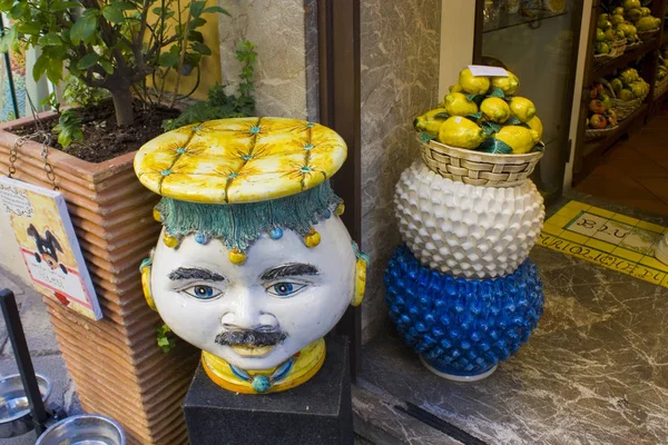 Taormina Italië September 2019 Traditionele Keramische Souvenirs Koop Sicilië — Stockfoto