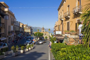 Taormina, İtalya - 30 Eylül 2019: Taormina, Sicilya, İtalya 'daki Sant Pancrazy Kilisesi
