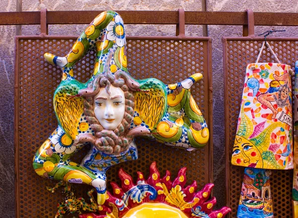 Taormina Italië September 2019 Typische Siciliaanse Keramische Souvenirs Koop Taormina — Stockfoto