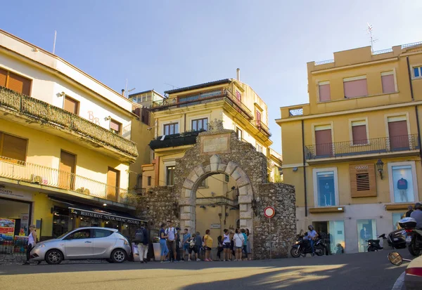 Taormina Italië September 2019 Messina Gate Porta Messina Taormina Sicilië — Stockfoto