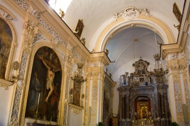 Taormina, İtalya - 30 Eylül 2019: Taormina, Sicilya, İtalya 'daki Sant Pancrazy Kilisesi