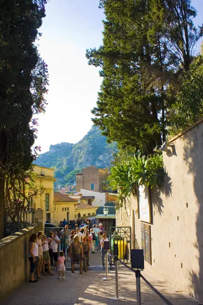 Taormina Italia Septiembre 2019 Turismo Calle Del Casco Antiguo Taormina — Foto de Stock
