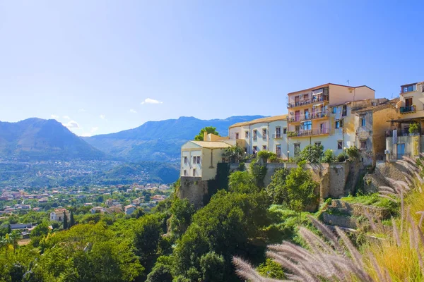 Uitzicht Oude Stad Tegenover Bergen Monreale Sicilië Italië — Stockfoto