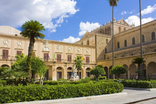 Monreale Italia Octubre 2019 Fuente Tritón Piazza Vittorio Emanuele Monreale —  Fotos de Stock