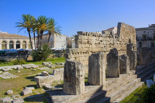 Ruinen Des Antiken Griechischen Tempels Von Apollo Siracusa Sizilien Italien — Stockfoto