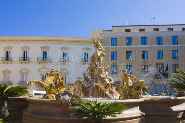 Fontein Van Artemis Piazza Archimede Syracuse Sicilië Italië — Stockfoto
