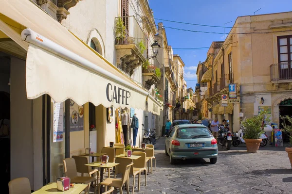 Συρακούσες Ιταλία Οκτωβρίου 2019 Street Cafe Στην Παλιά Πόλη Στις — Φωτογραφία Αρχείου