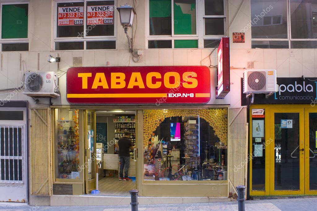 ALICANTE, SPAIN - 15 October, 2019:  Tobacco shop in Alicante