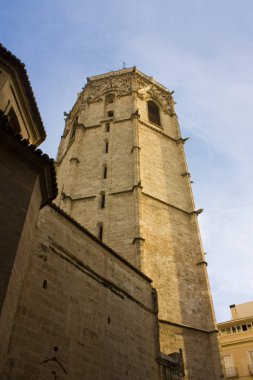 Valencia, İspanya 'daki Plaza de la Reina' daki Micalet Kulesi 