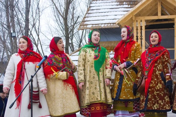 Kiev Oekraïne Februari 2020 Oekraïense Nationale Volkszang Ensemble Zingt Shrovetide — Stockfoto