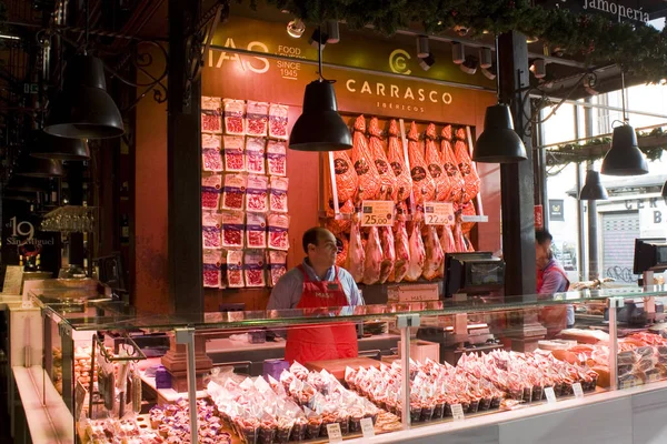 Madrid Espanha Janeiro 2020 Iguaria Nacional Espanhola Hamon Venda Mercado — Fotografia de Stock