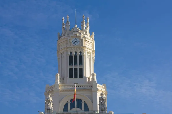 Torre Del Reloj Del Palacio Cibeles Palacio Comunicaciones Plaza Cibeles —  Fotos de Stock