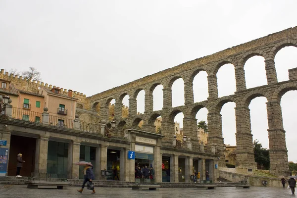 Segovia Espanha Janeiro 2020 Aqueduto Romano Segóvia Espanha — Fotografia de Stock