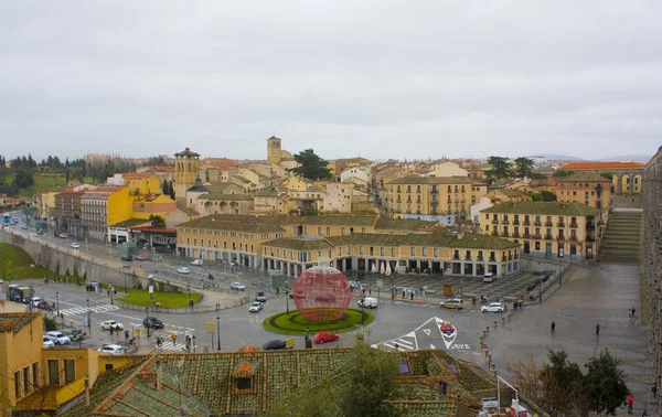 Segovia Španělsko Ledna 2020 Letecký Pohled Staré Město Segovii Španělsko — Stock fotografie