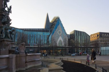 Leipzig Üniversitesi 'nin ana binası Augustusplatz, Leipzig, Almanya