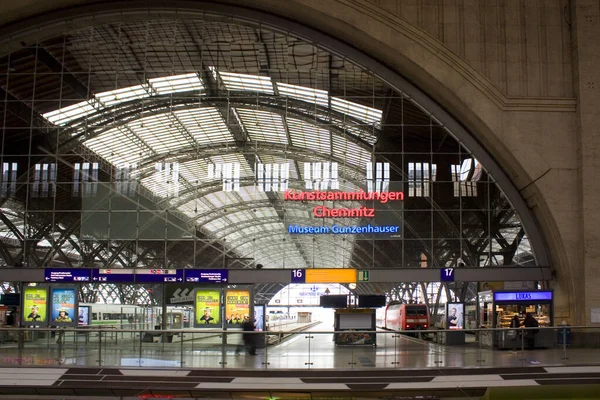 Leipzig Γερμανια Μαρτίου 2020 Κεντρικός Σταθμός Hauptbahnhof Στη Λειψία — Φωτογραφία Αρχείου