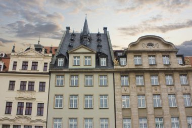 Leipzig, Almanya 'da Pazar Meydanı' nın (veya Marktplatz) mimarisi