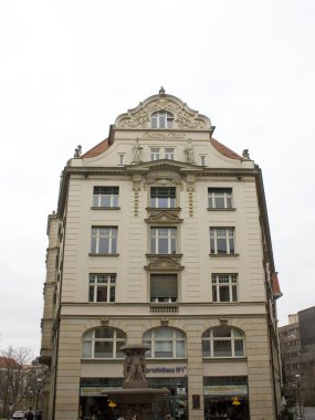 LEIPZIG, GERMANY - 9 Mart 2020: Leipzig, Almanya 'daki Lipsia Haus' un güzel binası