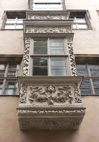 Bohatá Výzdoba Budovy Starém Městě Lipsku Německo — Stock fotografie
