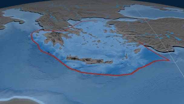 Placa tectónica do Mar Egeu. Elevação e batimetria — Vídeo de Stock