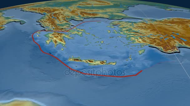 Ege Denizi tektonik plaka. Kabartma — Stok video