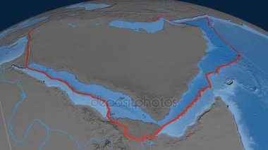 Arabistan tektonik plaka. Yükselme ve bathymetry