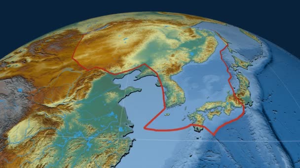 Амурська тектонічна плита. Рельєф — стокове відео