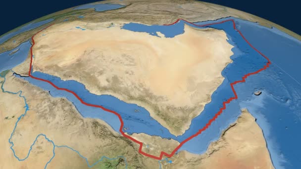 Arabia placa tectónica. Imágenes satelitales — Vídeo de stock