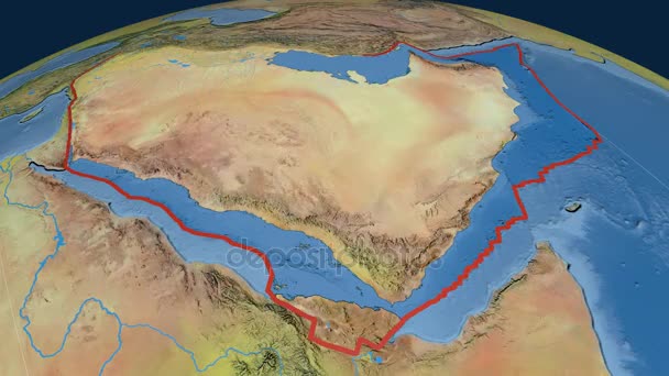 Arábie tektonické desky. Topografie — Stock video