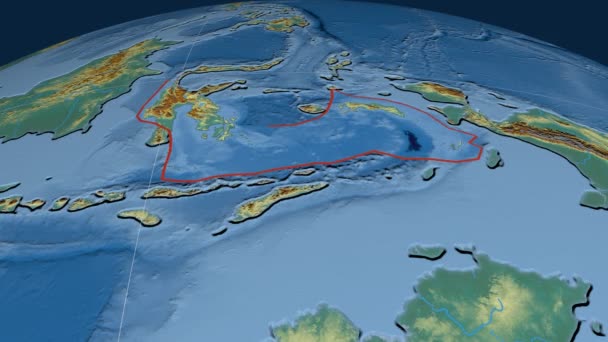 Banda havet tektoniska plattan. Lättnad — Stockvideo