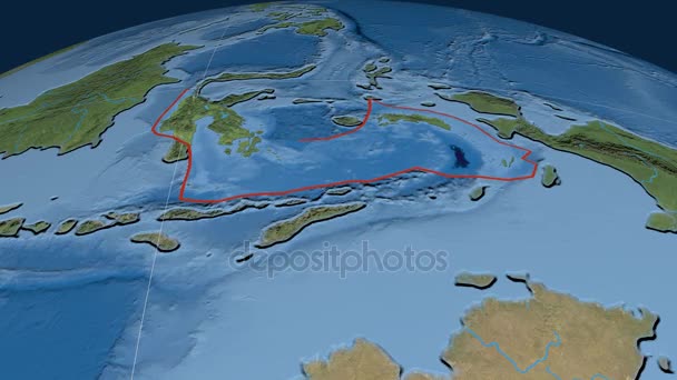 Banda Sea płyty tektonicznej. Zdjęcia satelitarne — Wideo stockowe