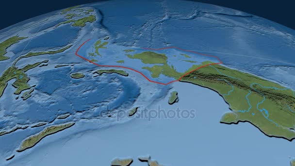 Ptáci hlavy tektonické desky. Satelitní snímky — Stock video