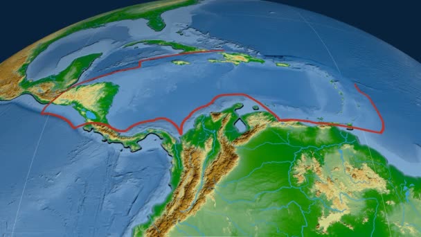 Placa tectónica caribeña. Física — Vídeos de Stock