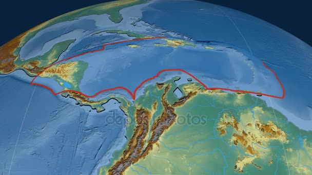 Karibiska tektoniska plattan. Lättnad — Stockvideo